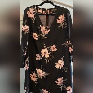 Dynamite Black Dress with Blush Floral Design